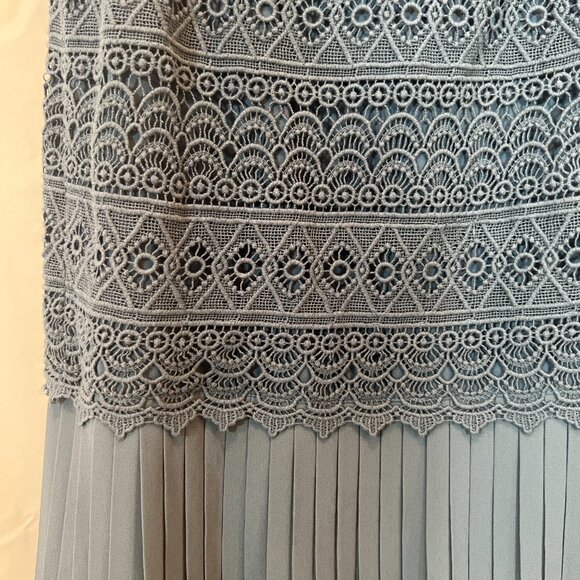 NWT Ann Taylor LOFT Blue Pleated Lace Drop Waist Dress Size 2 - Picture 6 of 8
